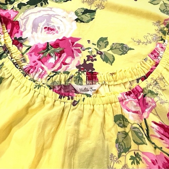 MATILDA JANE "In Town Peasant" Puff Sleeve Blouse in Yellow Floral Size Small - Picture 5 of 11
